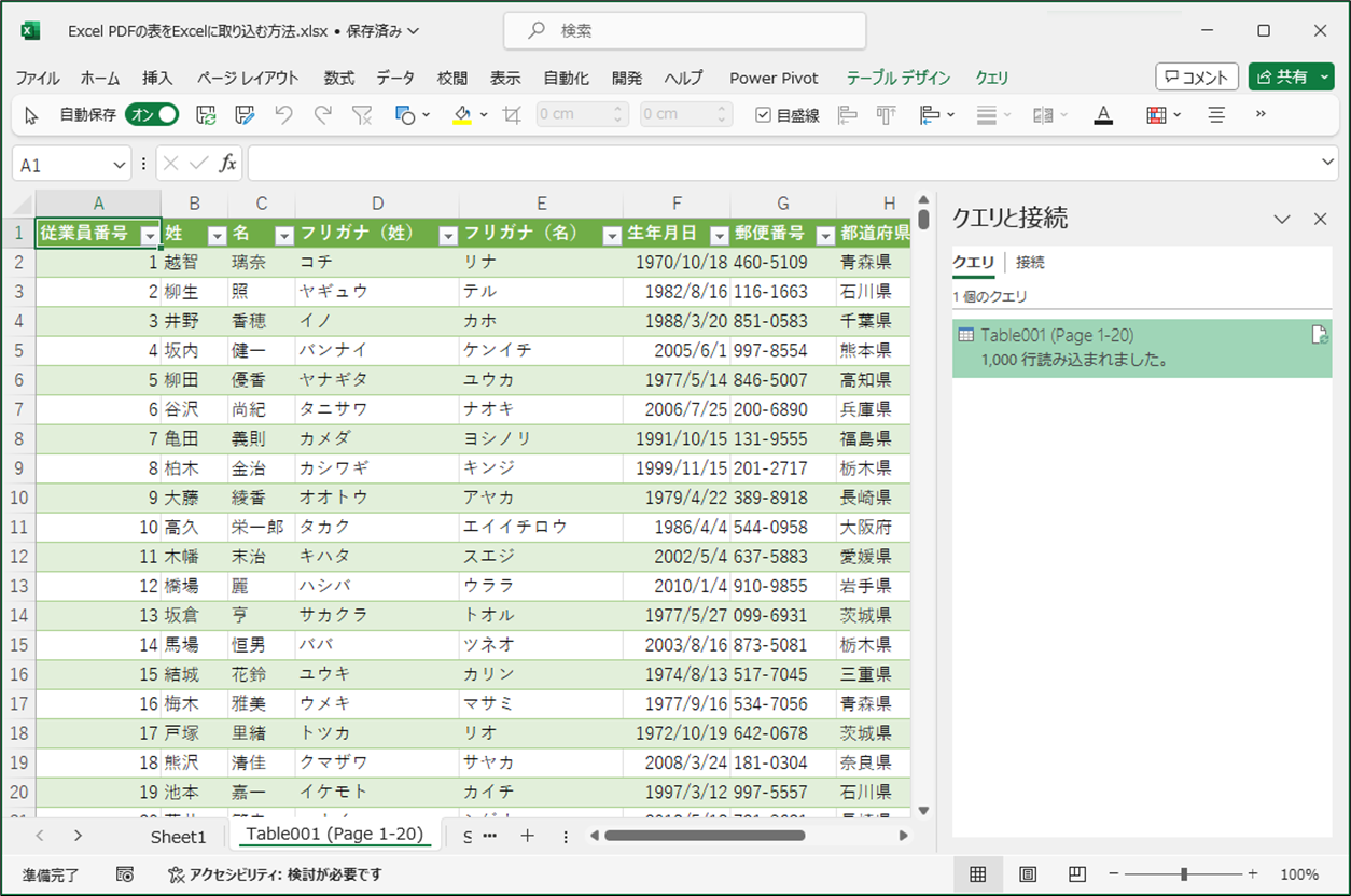 Excel PDFの表をExcelに変換する・取り込む方法
PDFの表が表示される